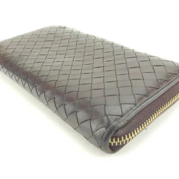 Bottega Veneta Wallet Purse Intrecciato Brown Gold Woman Authentic Used Y4043 - Picture 3 of 6